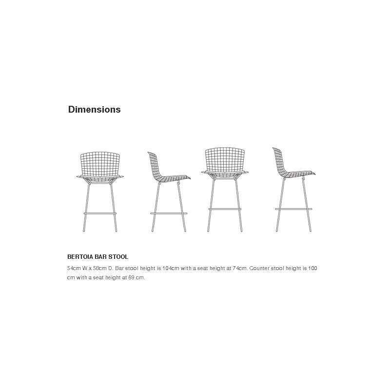 dimensions Bertoia Bar Stool unupholstered - Knoll - Harry Bertoia - Barstools - Furniture by Designcollectors