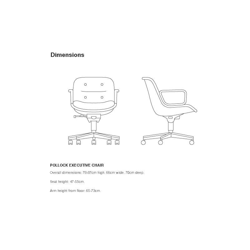 afmetingen Pollock Executive Armchair Directiestoel - Knoll - Charles Pollock - Stoelen - Furniture by Designcollectors