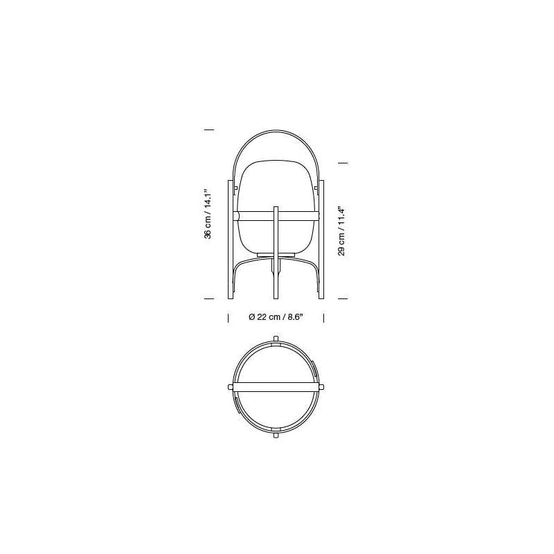dimensions Cestita Bateria Table Lamp - Santa & Cole - Miguel Milá - Outside Accessories - Furniture by Designcollectors
