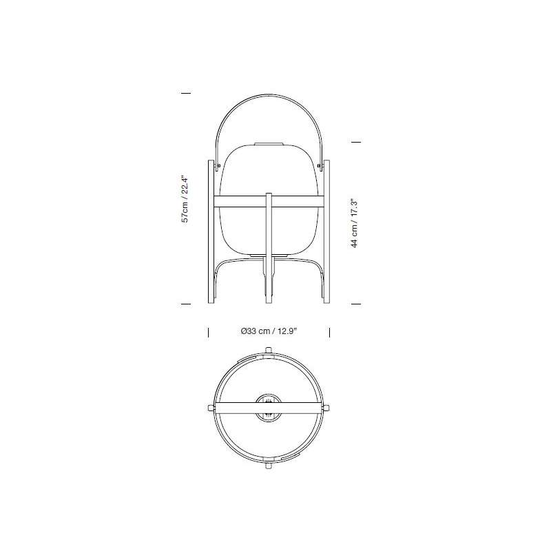 dimensions Cesta Table Lamp - Santa & Cole - Miguel Milá - Home - Furniture by Designcollectors