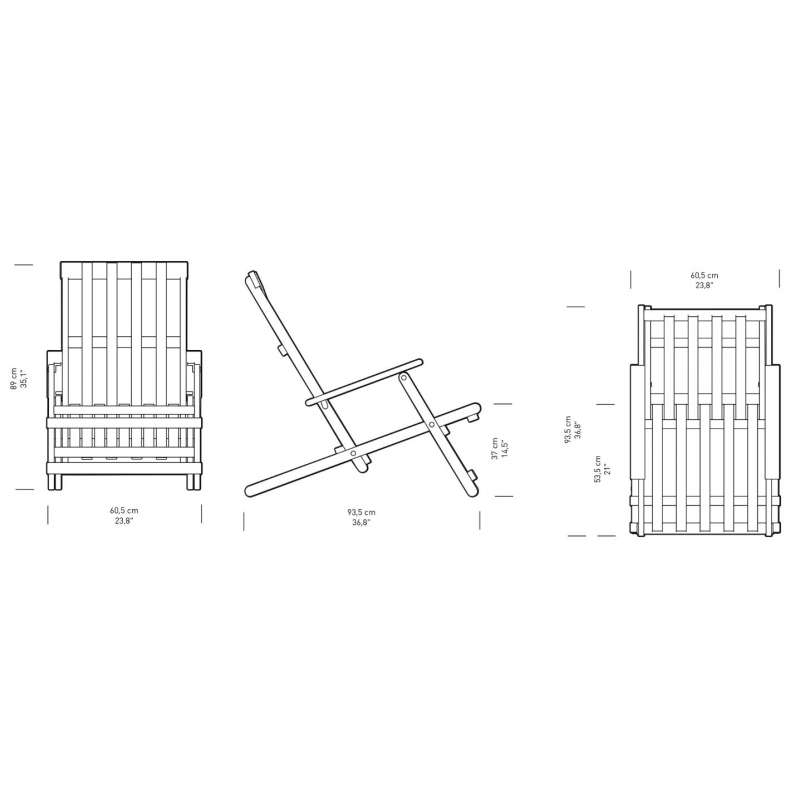 dimensions BM5568 Transat (coussin inclus) - Carl Hansen & Son - Børge Mogensen - Outlet - Furniture by Designcollectors