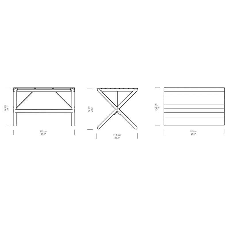 dimensions BM3670 Table à manger - Carl Hansen & Son - Børge Mogensen - Tables d'Extérieur - Furniture by Designcollectors
