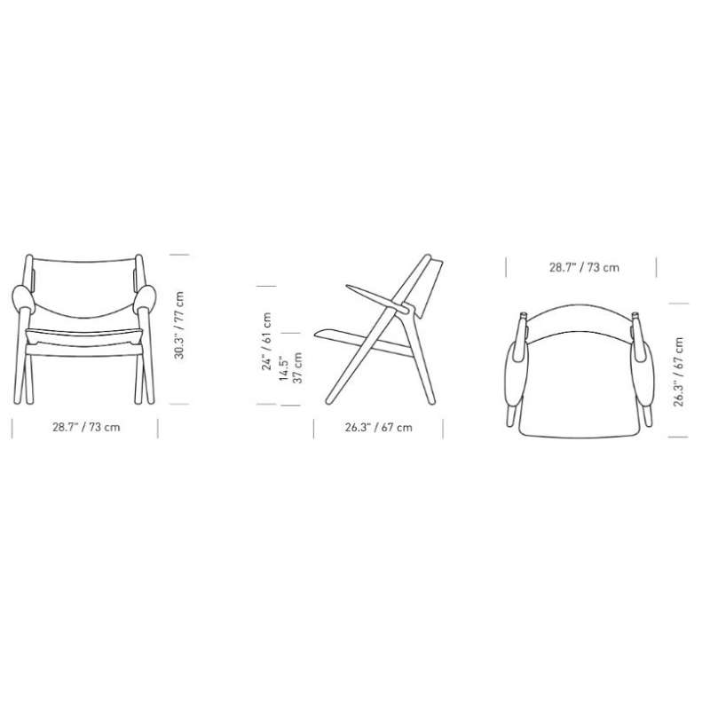 afmetingen CH28T Lounge Chair - Carl Hansen & Son - Hans Wegner - Home - Furniture by Designcollectors