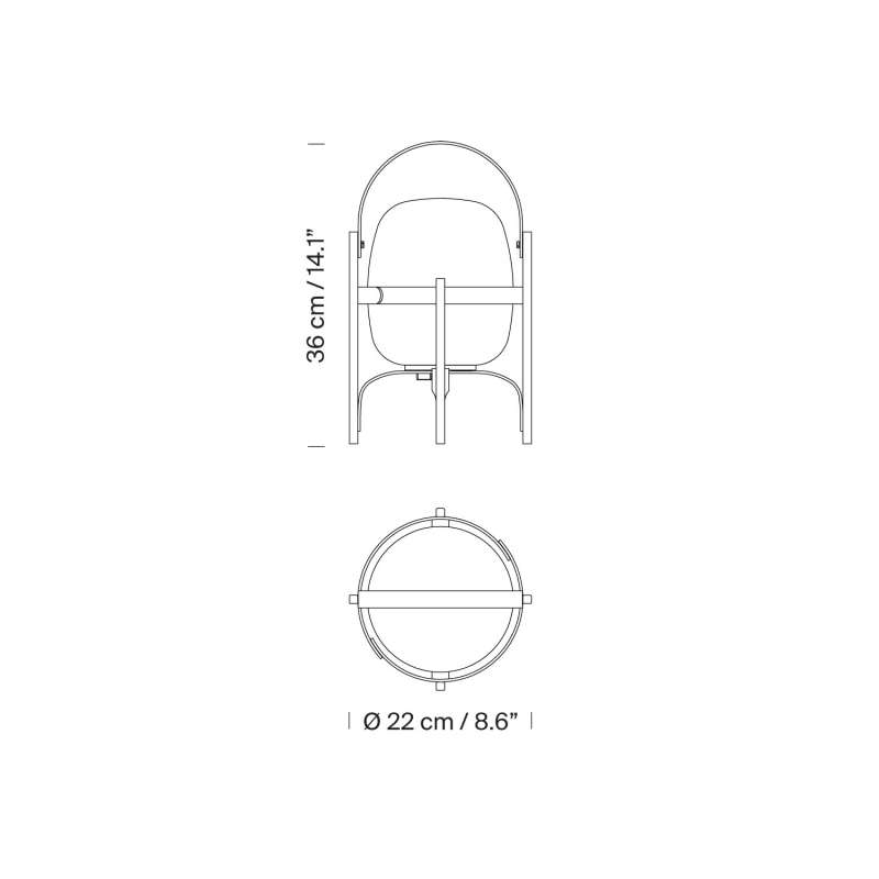 afmetingen Cestita Alubat Zwart - Santa & Cole - Miguel Milá - Table Lamp - Furniture by Designcollectors