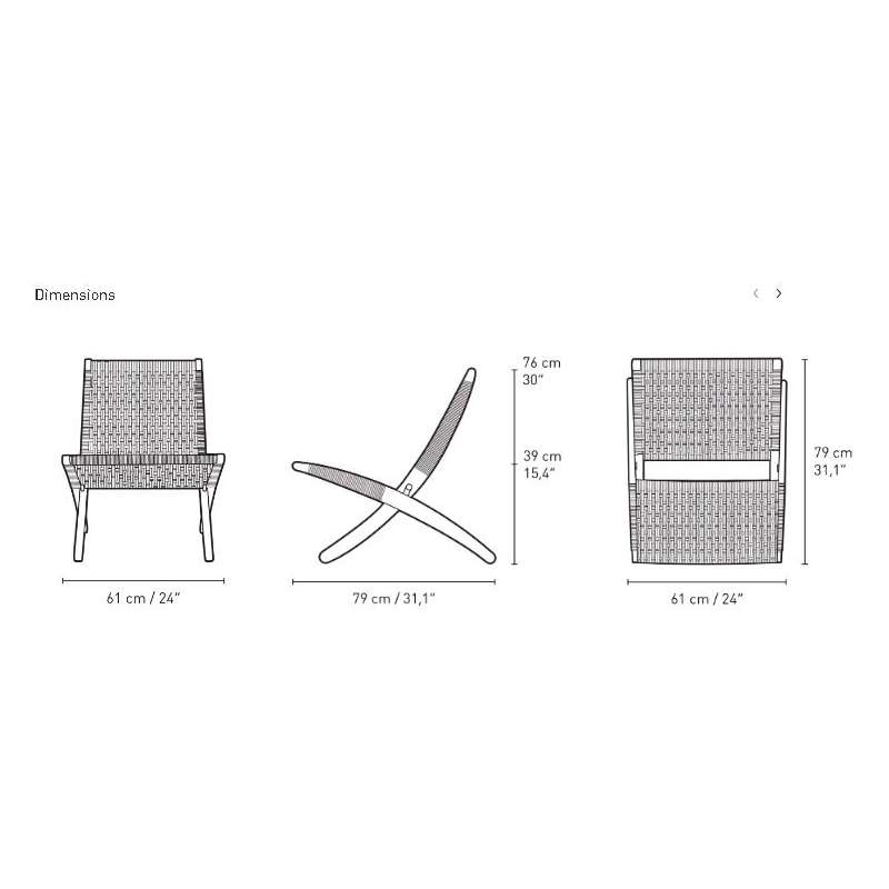 dimensions MG501 Cuba Lounge chair indoor, Oiled oak, paper cord - Carl Hansen & Son - Morten Gøttler - Accueil - Furniture by Designcollectors