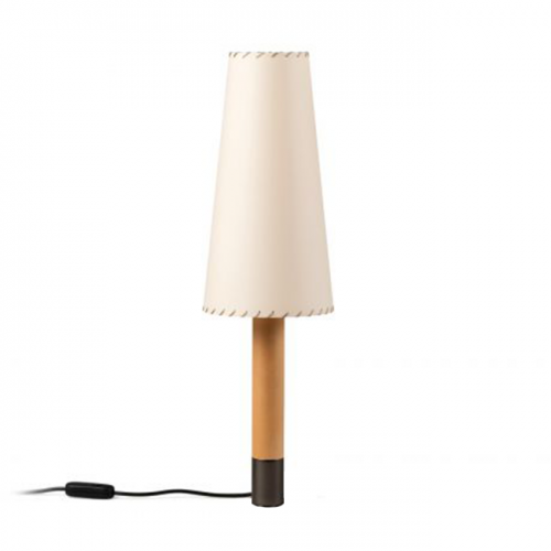 Basica M2 Bronce Stitched beige parchment - Santa & Cole - Santiago Roqueta - Lampes de Table - Furniture by Designcollectors