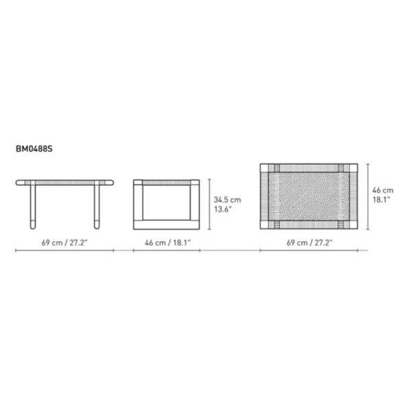dimensions BM0488S Bench - Carl Hansen & Son - Børge Mogensen - Accueil - Furniture by Designcollectors