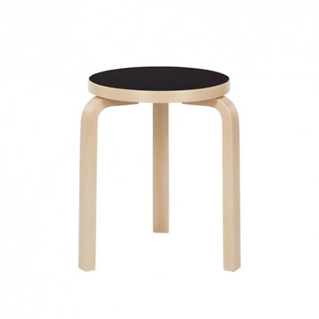 Stool 60 (3 poten) - Natural Zwart Linoleum - Artek - Alvar Aalto - Google Shopping - Furniture by Designcollectors