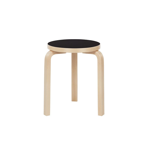Stool 60 (3 Legs) - Natural Black Linoleum - Artek - Alvar Aalto - Google Shopping - Furniture by Designcollectors
