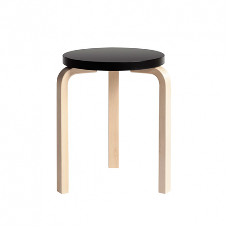 60 Stool 3 Legs Natural Black - Artek - Alvar Aalto - Furniture by Designcollectors
