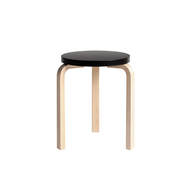 60 Stool 3 Legs Natural Black - Artek - Alvar Aalto - Bancs et tabourets - Furniture by Designcollectors
