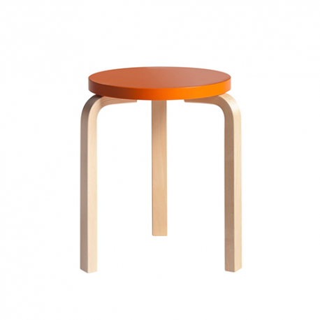 60 Stool 3 Legs Natural Orange - Artek - Alvar Aalto - Furniture by Designcollectors