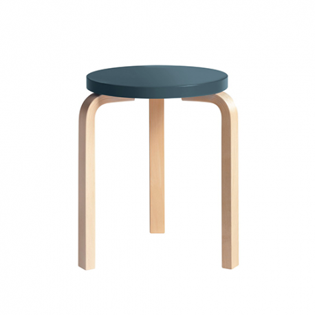60 Stool 3 Legs Natural Dark Blue - Artek - Alvar Aalto - Furniture by Designcollectors