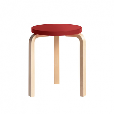 60 Stool 3 Legs Natural Orange Red - Artek - Alvar Aalto - Stools & Benches - Furniture by Designcollectors