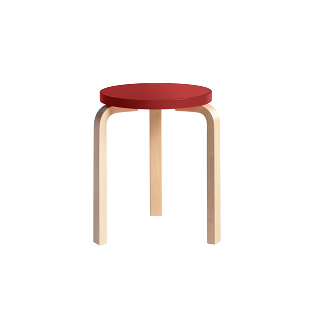 60 Stool 3 Legs Natural Orange Red - Artek - Alvar Aalto - Zitbanken en krukjes - Furniture by Designcollectors