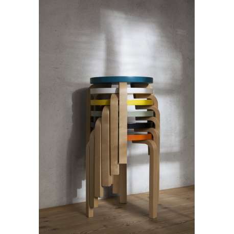 60 Stool 3 Legs Natural Orange Red - artek - Alvar Aalto - Stools & Benches - Furniture by Designcollectors