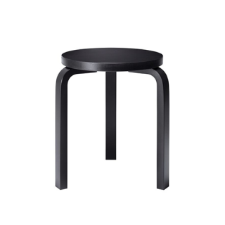 60 Stool 3 Legs Black Lacquered