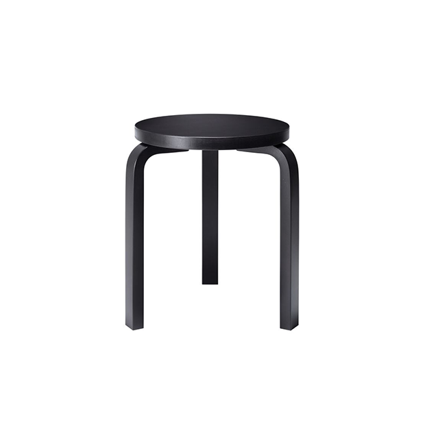 60 Stool 3 Legs Black Lacquered - Artek - Alvar Aalto - Accueil - Furniture by Designcollectors