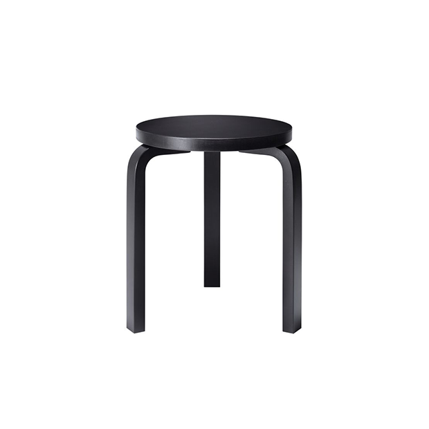 Stool 60 (3 poten) - Zwart Gelakt - Artek - Alvar Aalto - Google Shopping - Furniture by Designcollectors