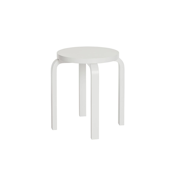 E60 Stool 4 Legs White Lacquered - Artek - Alvar Aalto - Accueil - Furniture by Designcollectors