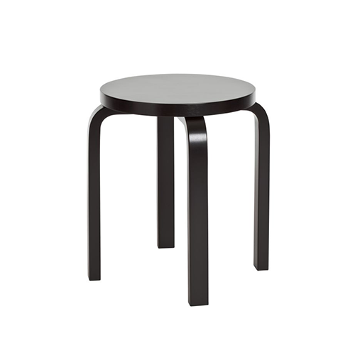 Stool E60 (4 Legs) - Black Lacquered - Artek - Alvar Aalto - Accueil - Furniture by Designcollectors