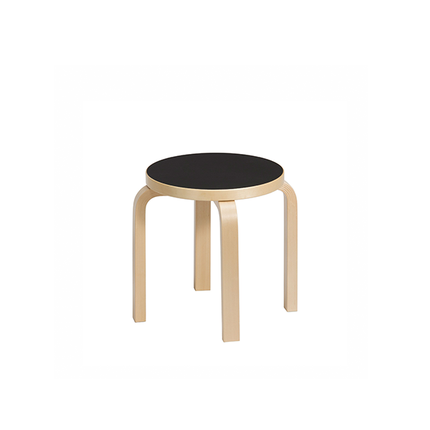 NE60 Children's Stool 4 Legs Black Linoleum - Artek - Alvar Aalto - Enfants - Furniture by Designcollectors