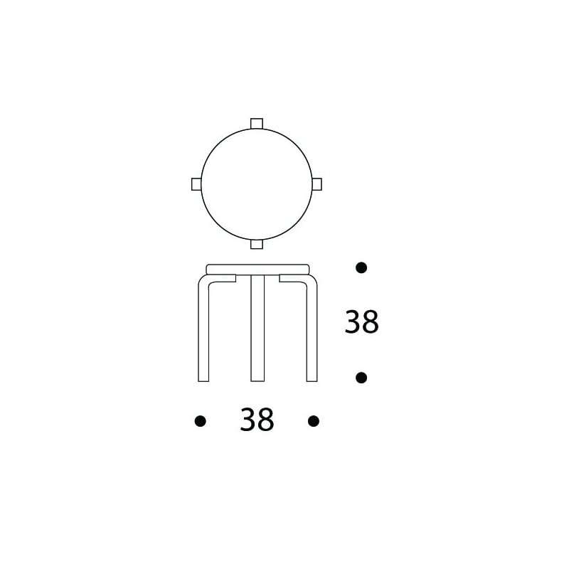 dimensions Children's Stool NE60 (4 Legs) - Black Linoleum - Artek - Alvar Aalto - Google Shopping - Furniture by Designcollectors
