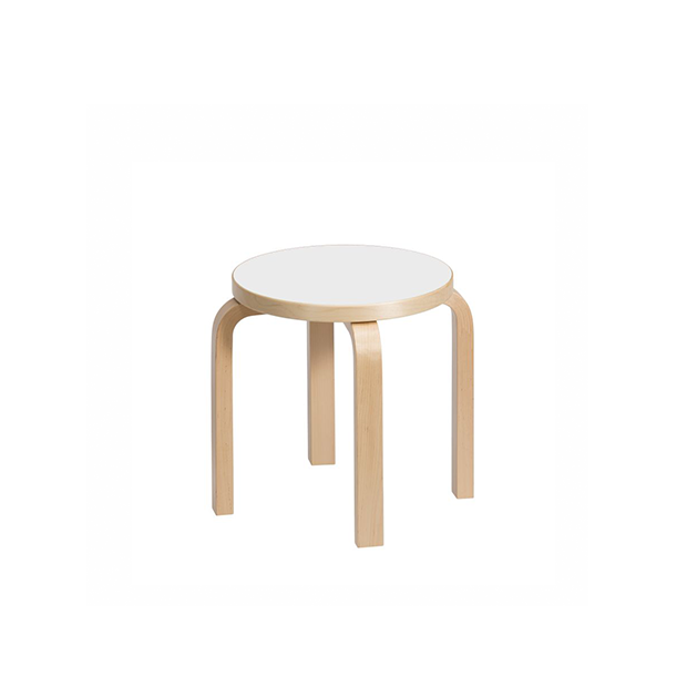 NE60 Children's Stool 4 Legs White Laminate - Artek - Alvar Aalto - Children - Furniture by Designcollectors