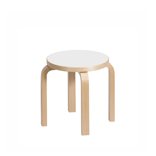 NE60 Children's Stool 4 Legs White Laminate - Artek - Alvar Aalto - Children - Furniture by Designcollectors