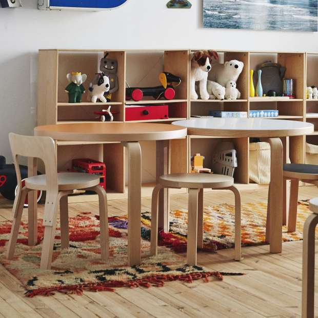 NE60 Children's Stool 4 Legs White Laminate - Artek - Alvar Aalto - Enfants - Furniture by Designcollectors