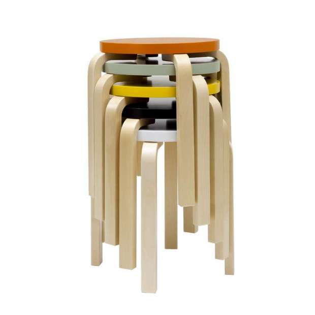 E60 Stool 4 Legs Natural Green - Artek - Alvar Aalto - Accueil - Furniture by Designcollectors