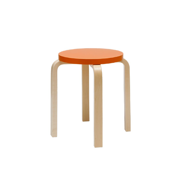 E60 Stool 4 Legs Natural Orange - Artek - Alvar Aalto - Accueil - Furniture by Designcollectors