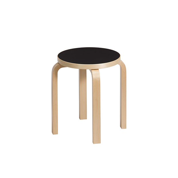 E60 Stool 4 Legs Natural Black Linoleum - Artek - Alvar Aalto - Home - Furniture by Designcollectors