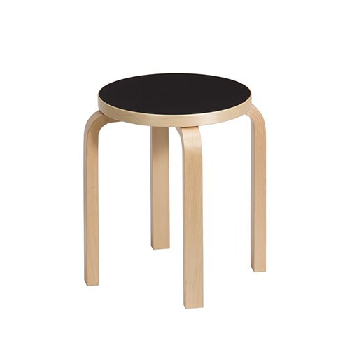 Stool E60 (4 poten) - Natural Zwart Linoleum - Artek - Alvar Aalto - Home - Furniture by Designcollectors