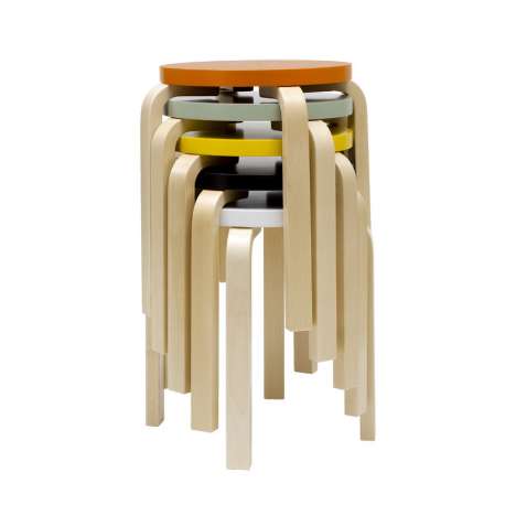 E60 Stool 4 Legs Natural Black Linoleum - artek - Alvar Aalto - Accueil - Furniture by Designcollectors