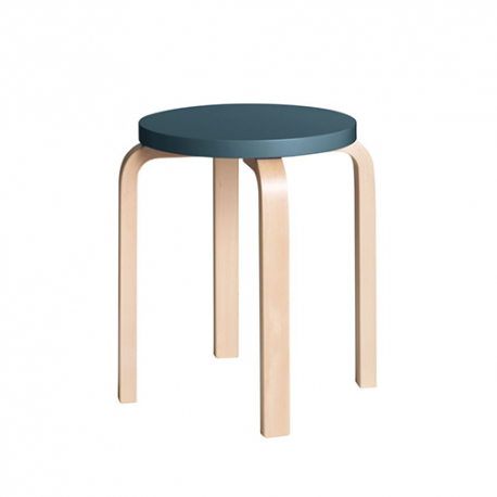 E60 Stool 4 Legs Natural Dark Blue - artek - Alvar Aalto - Accueil - Furniture by Designcollectors