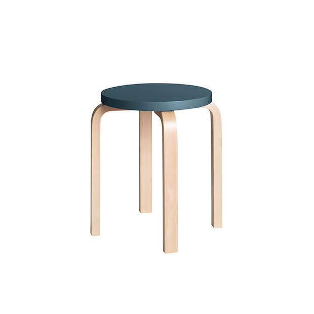 E60 Stool 4 Legs Natural Dark Blue - Artek - Alvar Aalto - Accueil - Furniture by Designcollectors