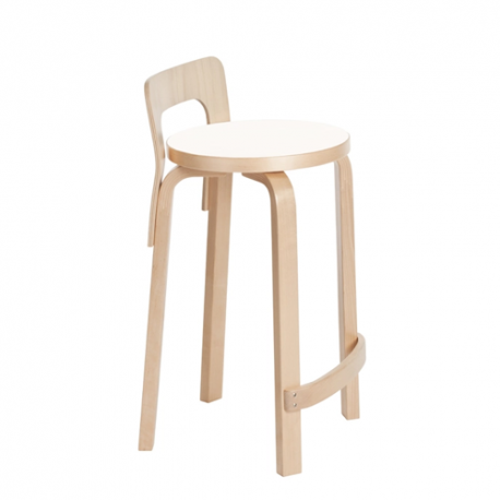 High Chair K65 Chaise haute Laquée naturel, siège en blanc - artek - Alvar Aalto - Accueil - Furniture by Designcollectors
