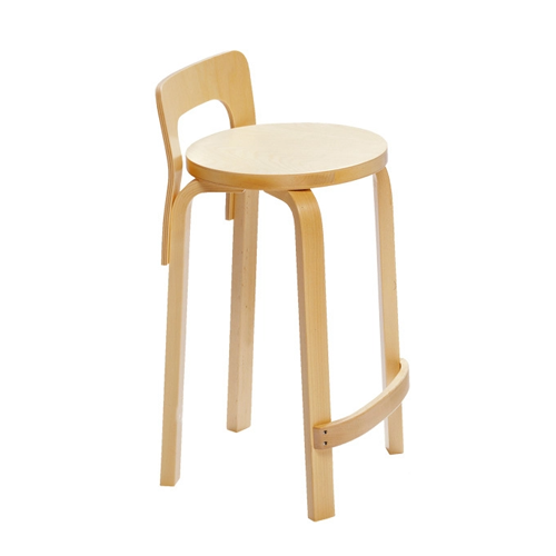 High Chair K65 Chaise haute Laquée naturel, siège en placage de bouleau - Artek - Alvar Aalto - Google Shopping - Furniture by Designcollectors
