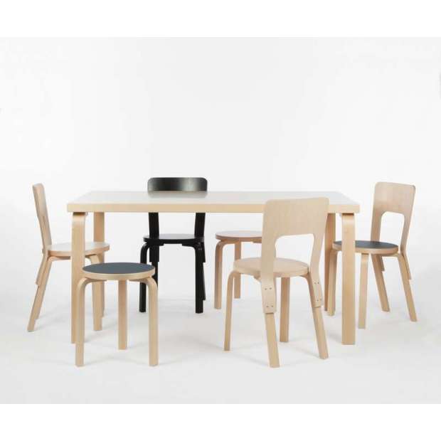 Chair 66 Stoel - Natuurlijk Gelakte Poten, Zwarte zitting - Artek - Alvar Aalto - Google Shopping - Furniture by Designcollectors
