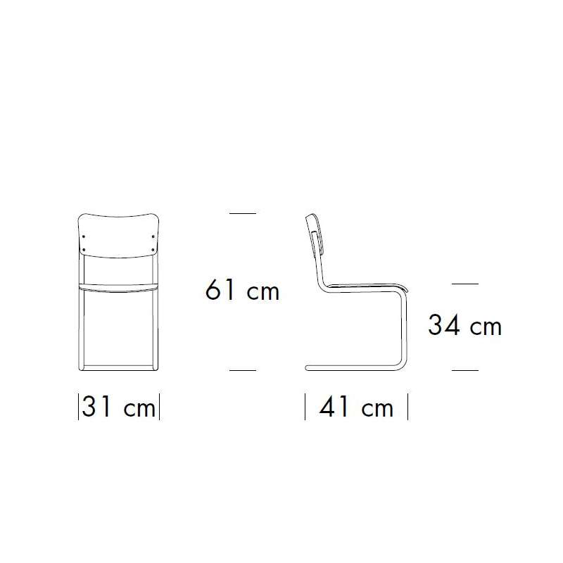dimensions S 43 K Kinderstoel Blauw - Thonet - Mart Stam - Kinderen - Furniture by Designcollectors