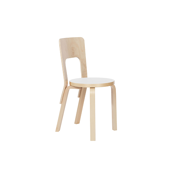 66 Chair - legs natural lacquered - white seat - Artek - Alvar Aalto - Home - Furniture by Designcollectors