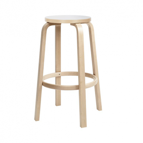 64 Bar Stool White HPL (75cm) - Artek - Alvar Aalto - Furniture by Designcollectors