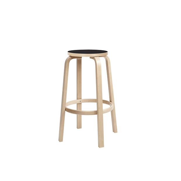 Bar Stool 64 - Black Linoleum (65cm) - Artek - Alvar Aalto - Google Shopping - Furniture by Designcollectors