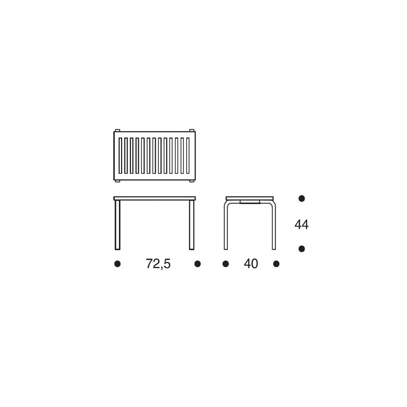 afmetingen 153B Bench Birch Veneer - artek - Alvar Aalto - Zitbanken en krukjes - Furniture by Designcollectors