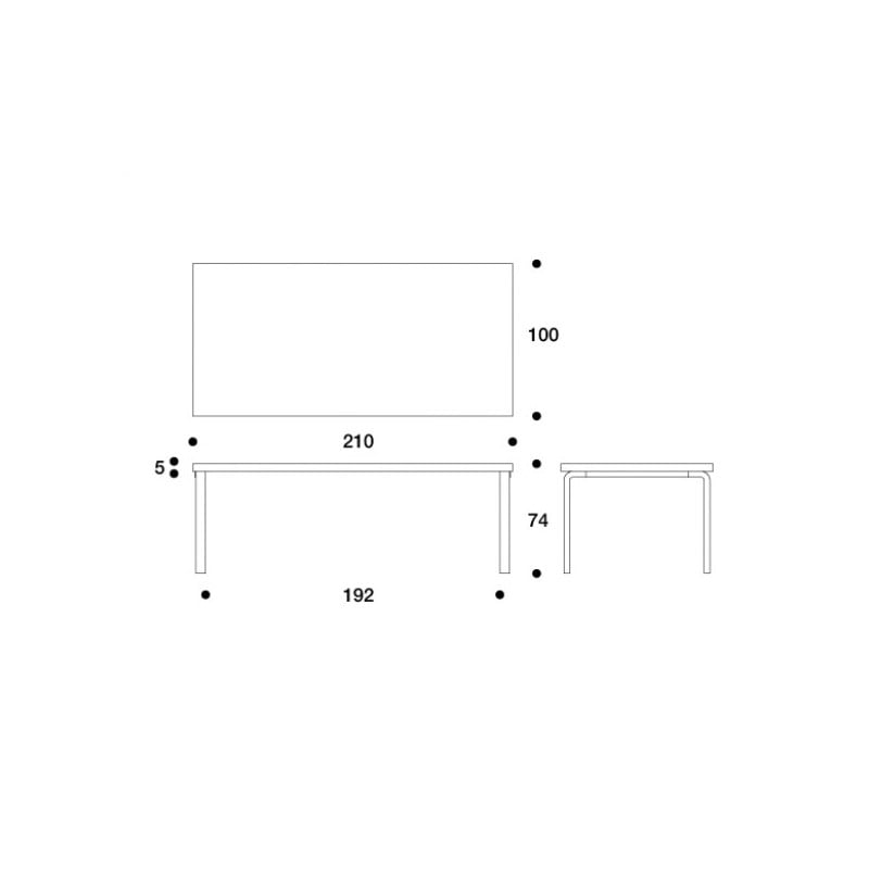 dimensions 86 Table, Black linoleum - Artek - Alvar Aalto - Google Shopping - Furniture by Designcollectors