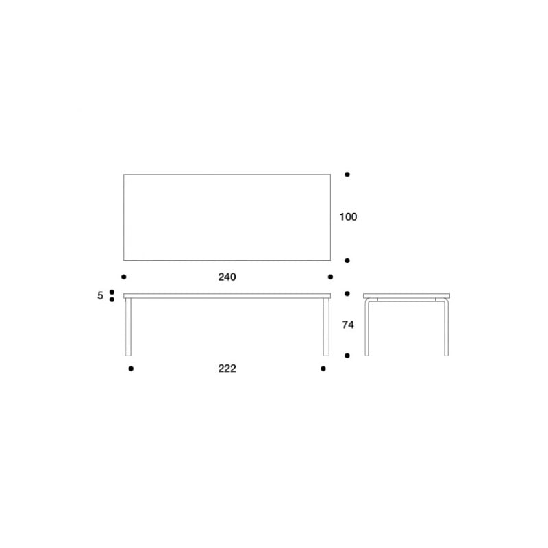 dimensions 86A Table, Black linoleum - Artek - Alvar Aalto - Google Shopping - Furniture by Designcollectors