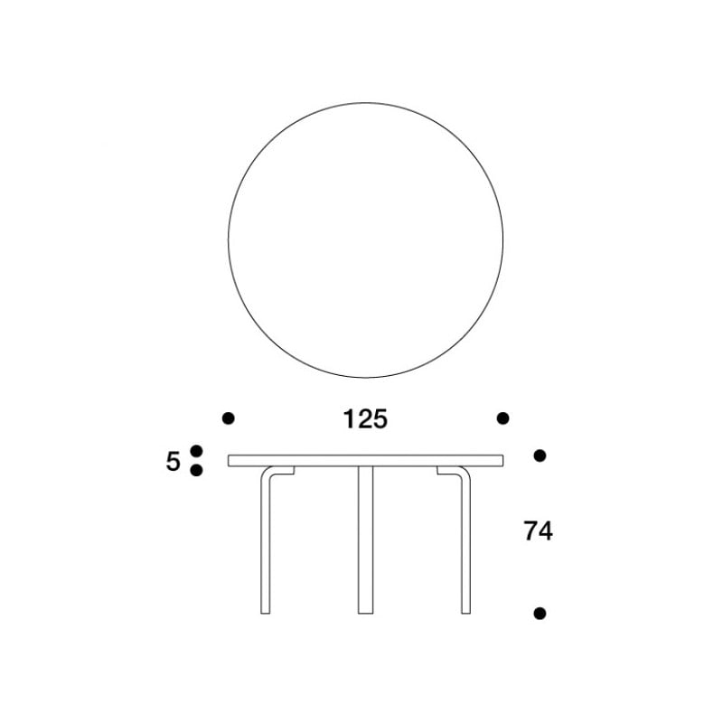 dimensions 91 Table, White HPL - Artek - Alvar Aalto - Accueil - Furniture by Designcollectors