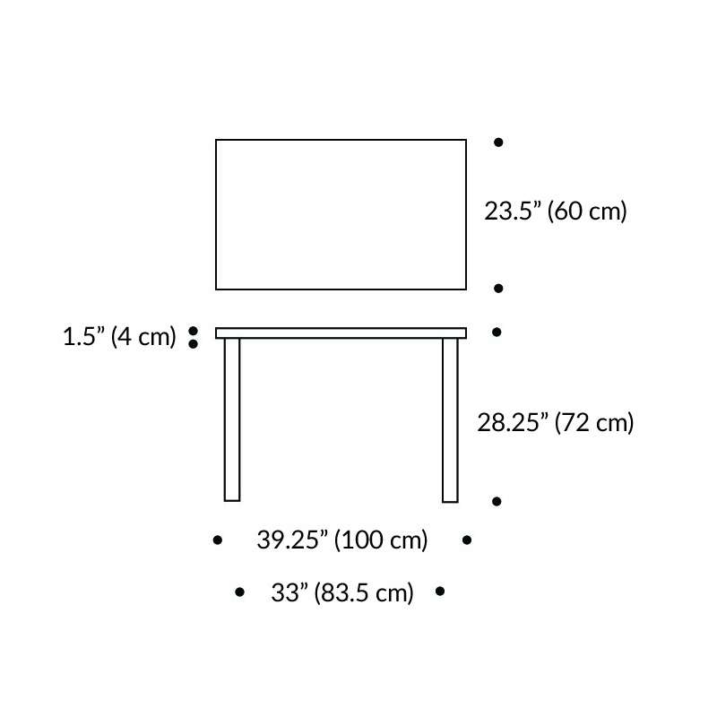 dimensions 80B Table, Birch Veneer - Artek - Alvar Aalto - Tables - Furniture by Designcollectors