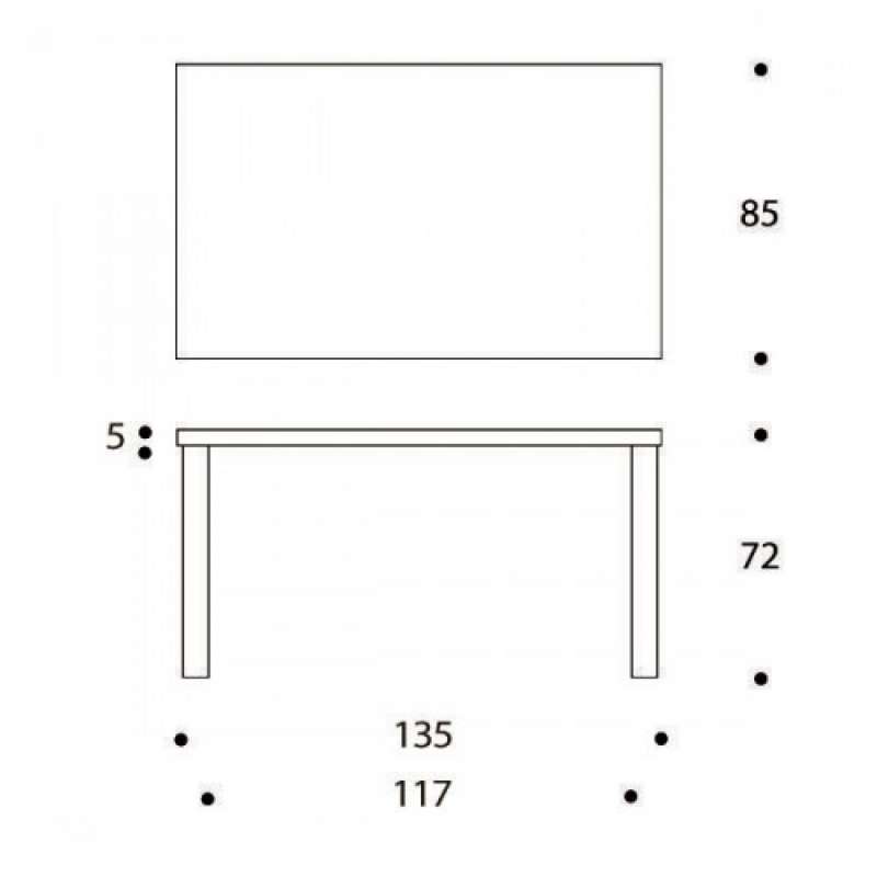 afmetingen 82B Table, Birch Veneer - artek - Alvar Aalto - Tafels - Furniture by Designcollectors